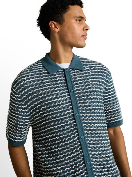 Produktbild Tom Tailor Strick-Poloshirt mit Lochmuster (M, S)