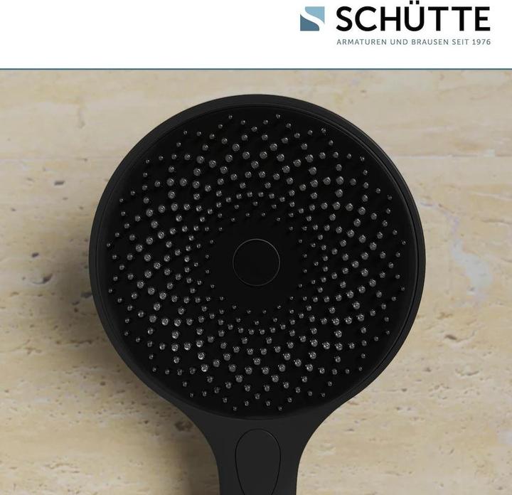 Produktbild Schütte Duschkopf Bad CAPRI Handbrause Schwarz matt Wassersparende Dichtung 60993 (3 Strahlarten, 8 l/min)