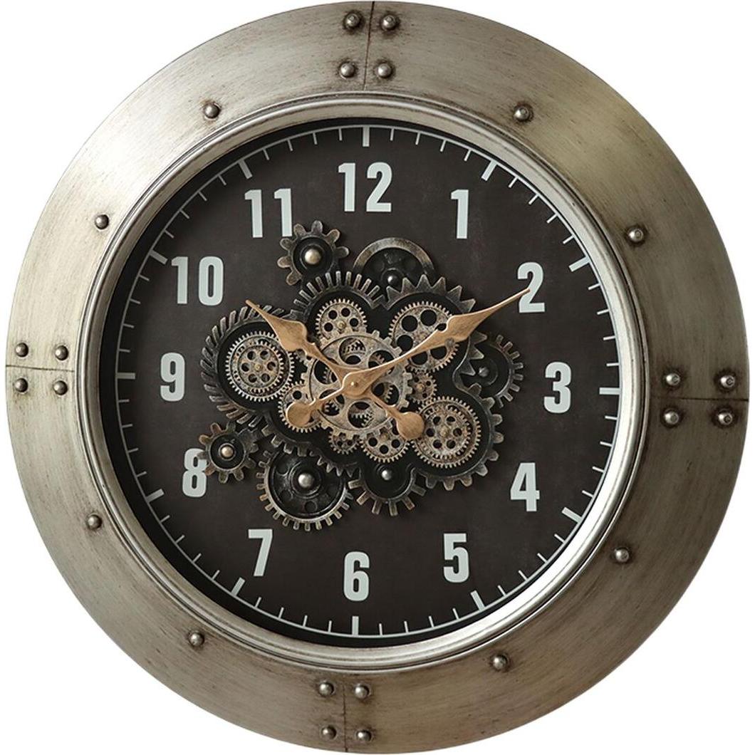 Esprit, Orologio da parete, Wanduhr Home Schwarz Silberfarben Kristall Eisen Loft 80 x 9 x 80 cm