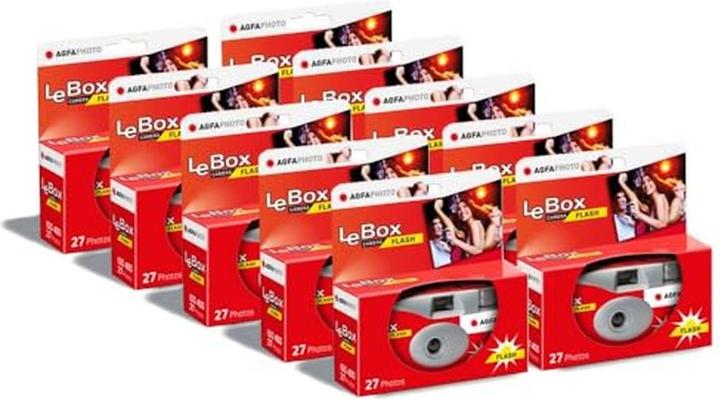 AGFAPHOTO AGFA Photo 601020 Disposable Camera LeBox Flash 27 Photos 31mm Optical Lens Gray and Red (Kleurenfilm)
