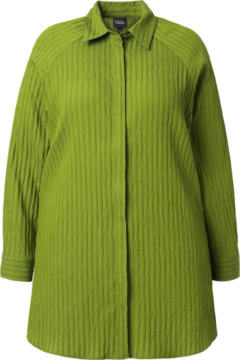 Actual product image Ulla Popken Bluse, Streifen, A-Linie, Hemdkragen, Langarm (62)