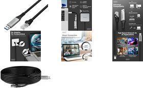 Actual product image Digitus USB 3.2 Gen1 - RJ45 Ethernet cable, 1Gbit/s, 2m (S/FTP, CAT6a, 2 m)