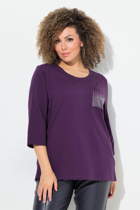 Produktbild Ulla Popken Shirt, Zierstein-Brusttasche, Rundhals, 3/4-Arm (56)
