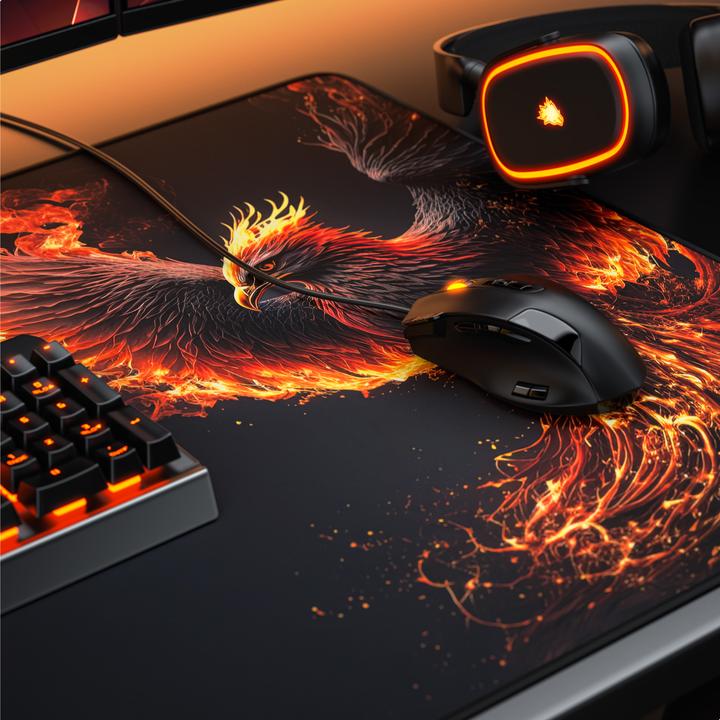 Actual product image Titanwolf Mauspad XXXL Gaming Mousepad 1200 x 600 x 3 mm, Schreibtischauflage, abwaschbar, JapanInk Painting