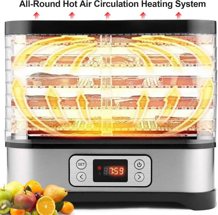 Actual product image Meykey Food Dehydrator with Timer, Temperature Settings, LED Display, 8 Adjustable Trays
