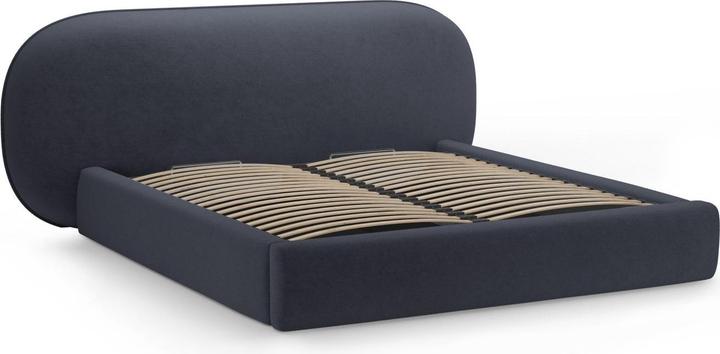 Actual product image Micadoni Storage Bed With Headboard, "Ovalo", Dark Blue, 234x270x96 Made in Europe (200 x 200 cm)