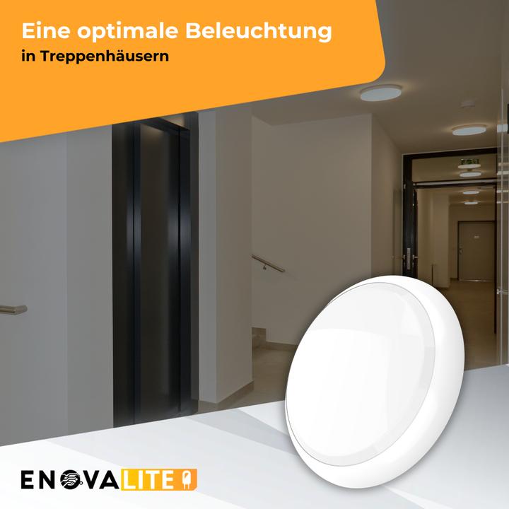 Produktbild Enovalite LED-Notstrom Deckenleuchte, mit Bewegungsmelder, 8 h Notlicht und Gruppensteuerungsfunktion (1800 lm)