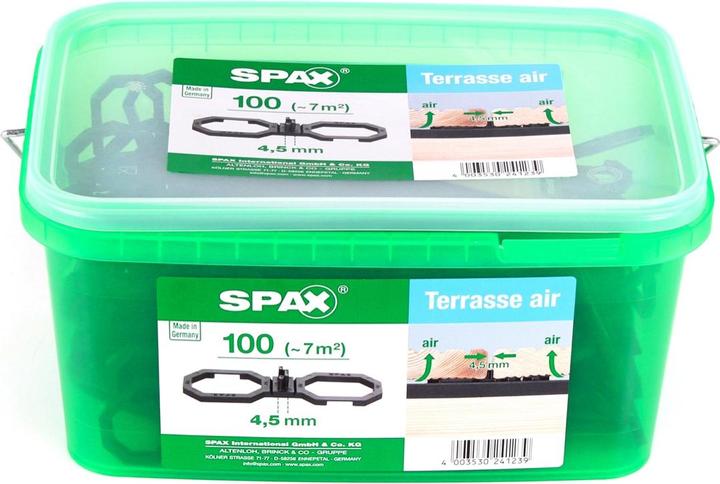 Actual product image Spax Terasse Air Spacers 4,5mm Ventilation for wood boards Terasse L in handle case 100 pcs. (100 x)