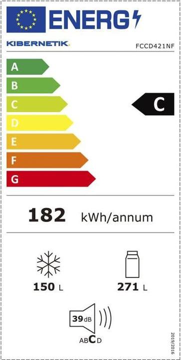 Label énergétique Kibernetik Foodcenter FCCD421NF - Schwarz, Energieeffizienzklasse (421 l)