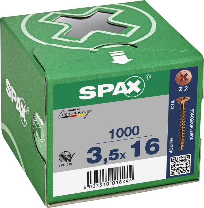 Actual product image Spax Countersunk Multi Head Cross Recess Z2 Fully Threaded Burnished (1000 Screws per piece)