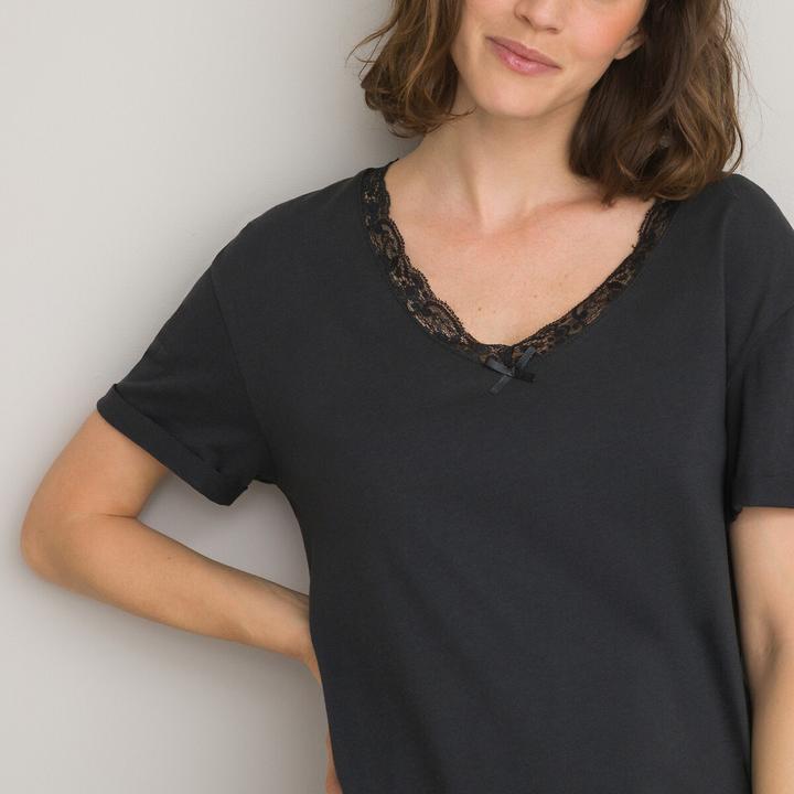 Image du produit La Redoute Collections Chemise de nuit à manches courtes (48)