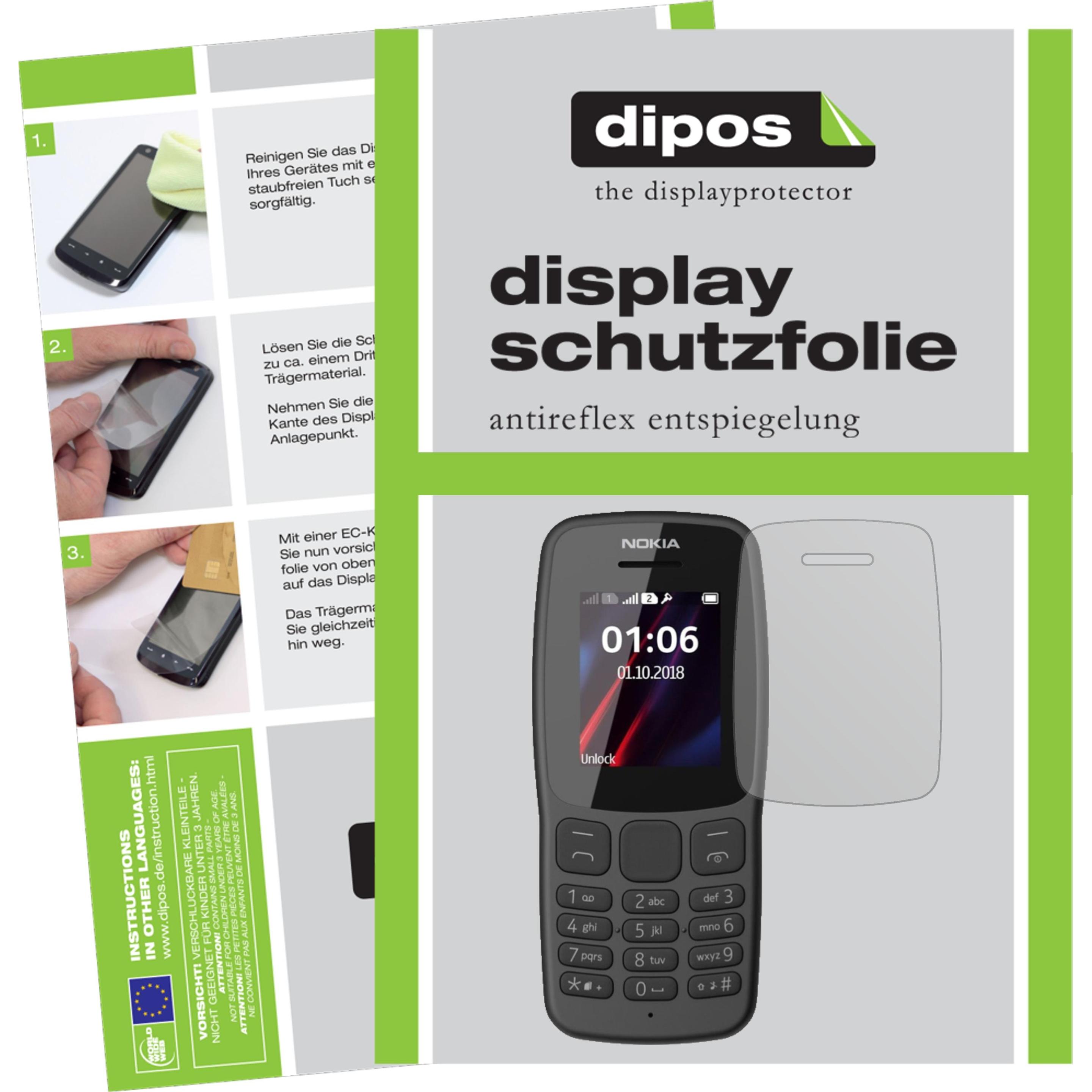 Dipos Displayschutzfolie Antireflex (2 Stück, Nokia 106 (2018)), Smartphone Schutzfolie, Transparent