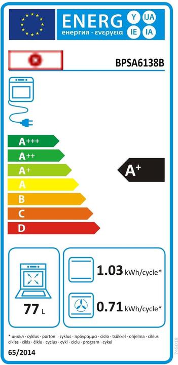 Energie-Label Gorenje Backofen mit Mikrowellenfunktion - BCM4058B -