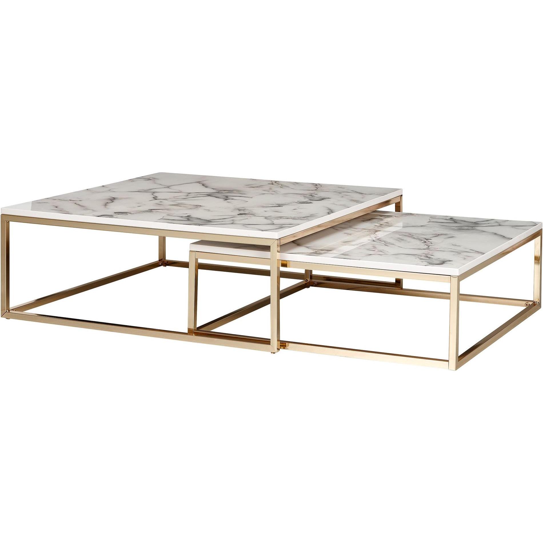FineBuy, Couchtisch + Beistelltisch, Coralie (75 x 27 x 75 cm, 65 x 22 x 65 cm)