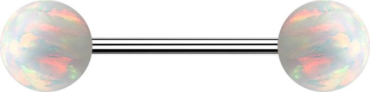 Actual product image Star Piercing Micro barbell silver with two balls opal white (without brass, Surgical steel 316L)