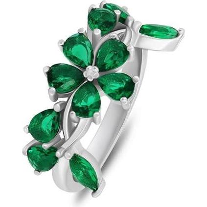 Brilio, Ring, Silver - Striking silver ring with green zircons RI066WG - Circuit: 50 mm, (50)