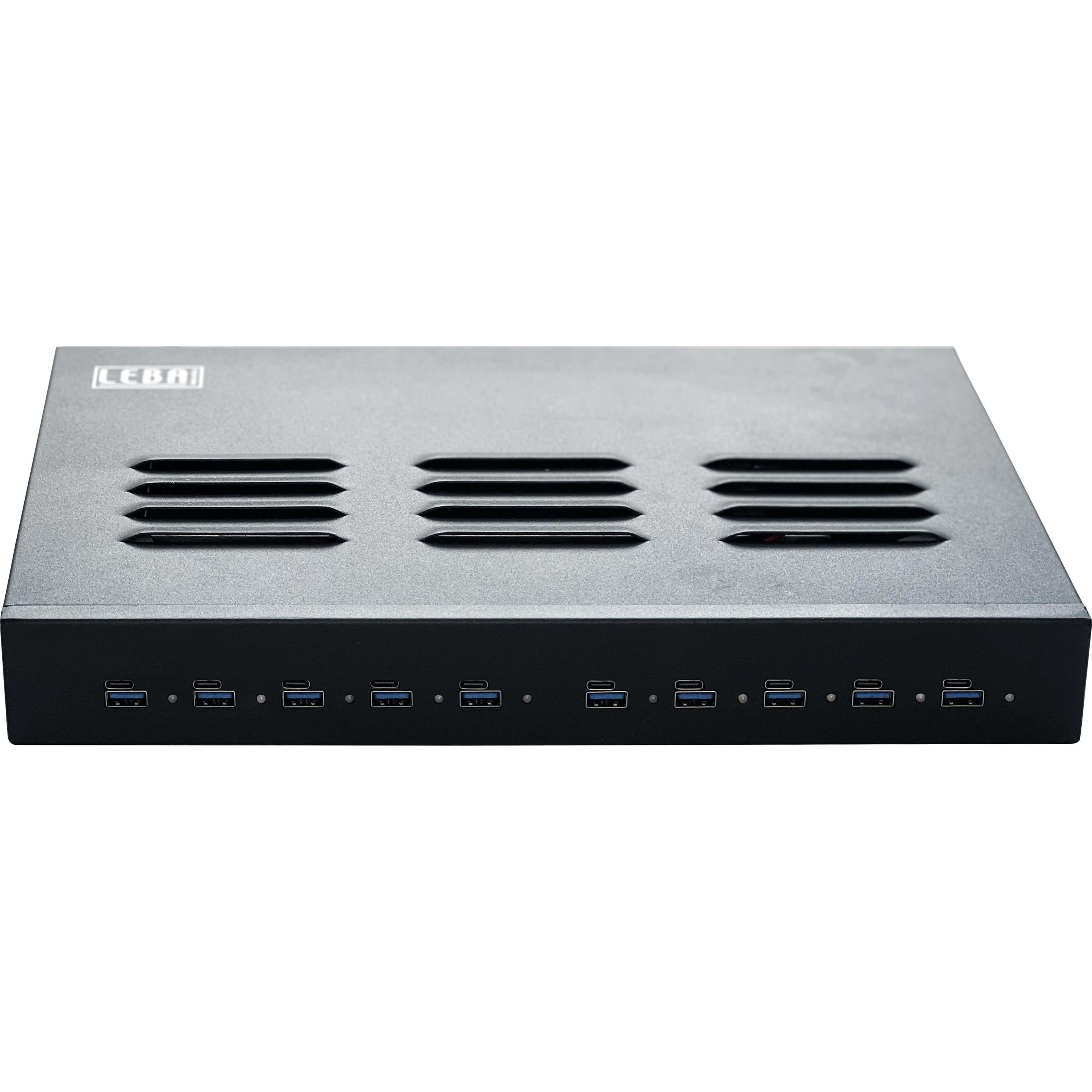 Leba NoteCharge - Netzteil - 65 Watt - 10 Ausgabeanschlussstellen (USB-C) (500 W), USB Ladegerät, Schwarz
