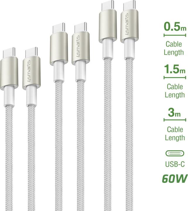 Actual product image 4smarts USB C – USB C (3 m, USB 2.0, 60 W)