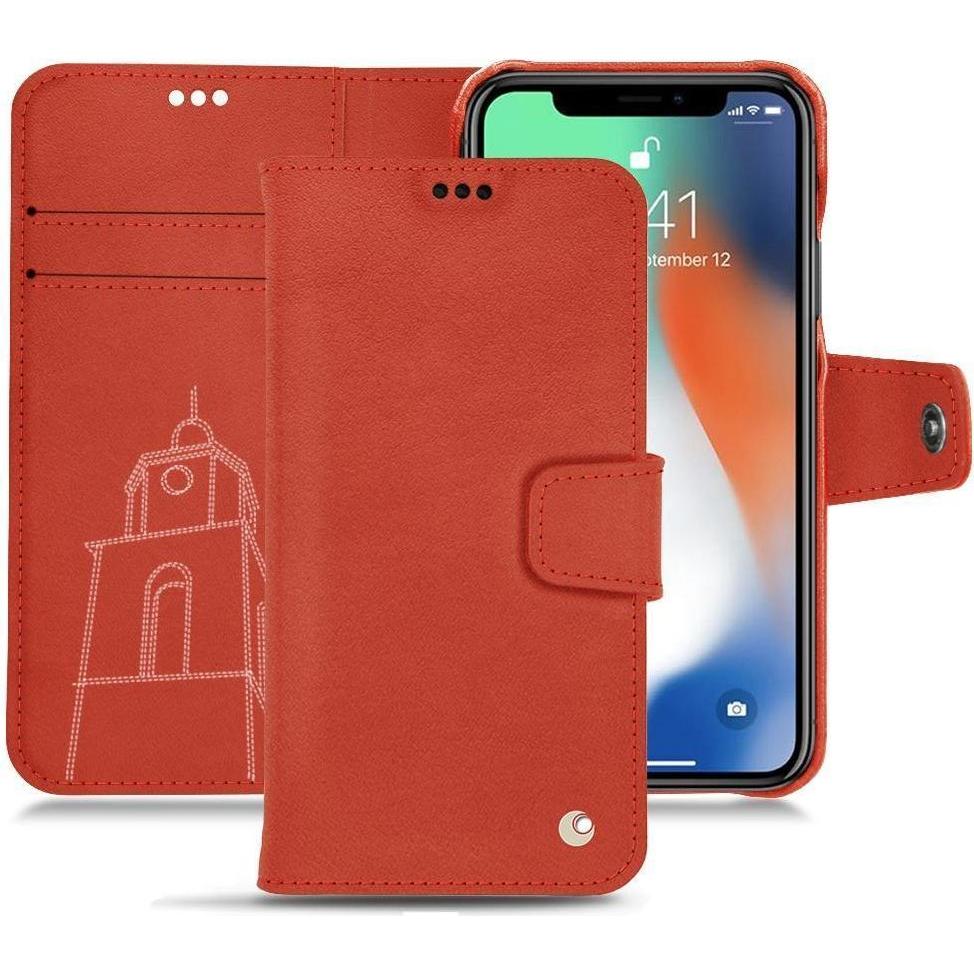 Noreve Lederschutzhülle Wallet (Apple iPhone XS Max), Smartphone Hülle, Orange