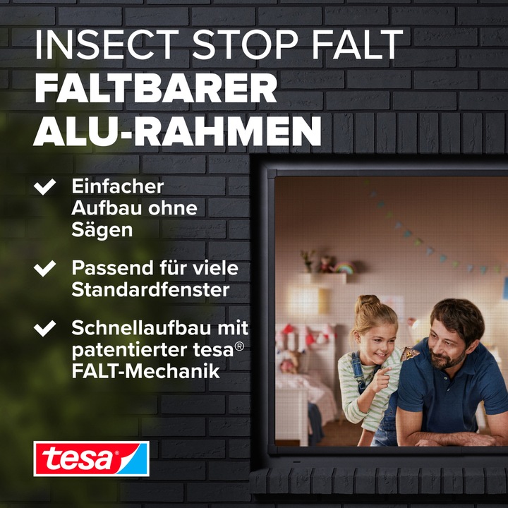 Actual product image tesa FALT insect screen for windows, size-adjustable aluminium frame, foldable (140 x 140 cm)