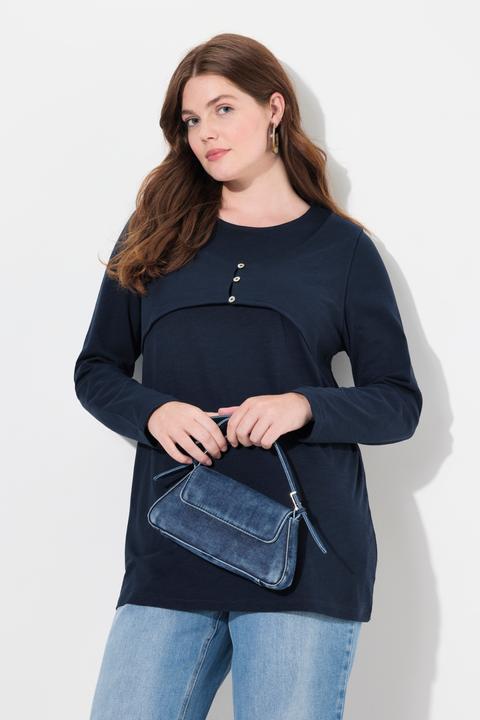 Actual product image Ulla Popken Eco Cotton Layered Look Long Sleeve Tee (46, 48)