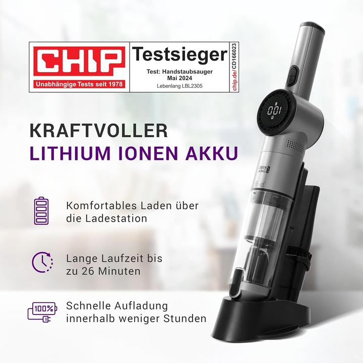 Actual product image Lebenlang Kabelloser Akkustaubsauger mit Ladehalterung