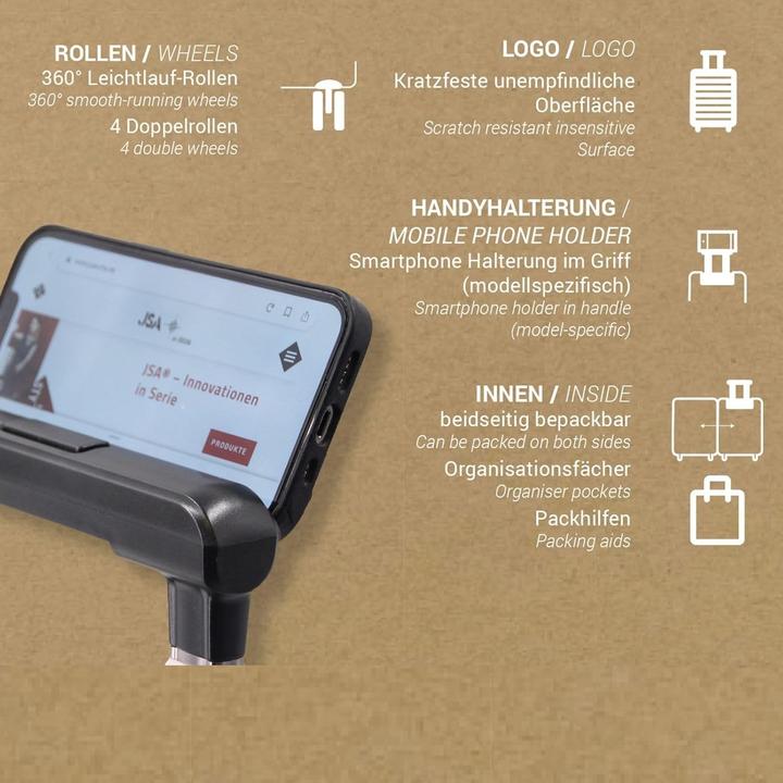 Produktbild JSA Trolley 2 in 1, mit Tragegriff und Rollen, 1 Fach, ABS (31 l)