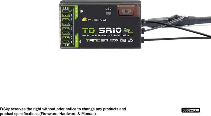 FrSky Tandem-Empfänger TD-SR10 2,4 GHz/868 MHz