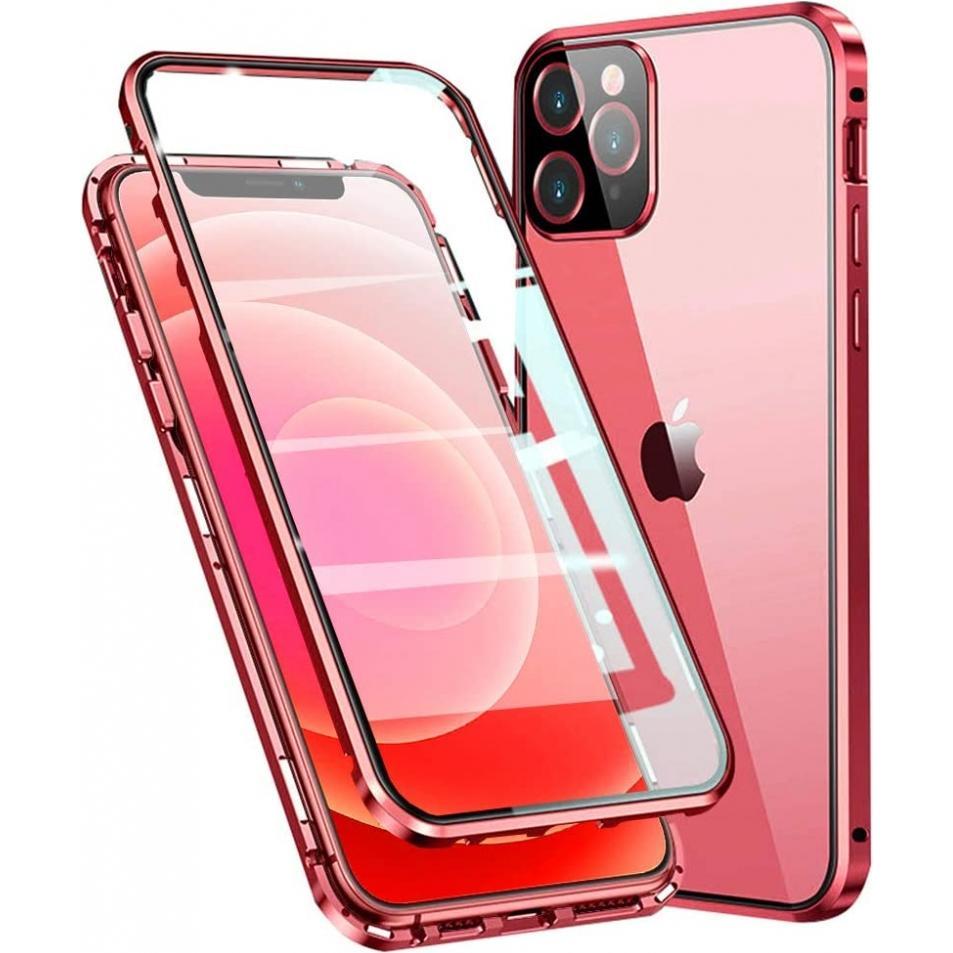 G-Case Apple iPhone 12 Pro Aluminium Magnetic Glass Case Hülle (Apple iPhone 12 Pro), Smartphone Hülle, Rot