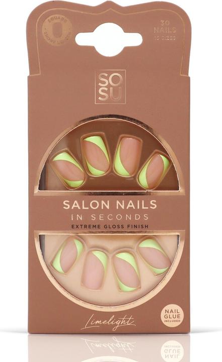 Produktbild Sosu Cosmetics - Artificial nails Limelight (Salon Nails) 30 pcs (Kunstnägel)
