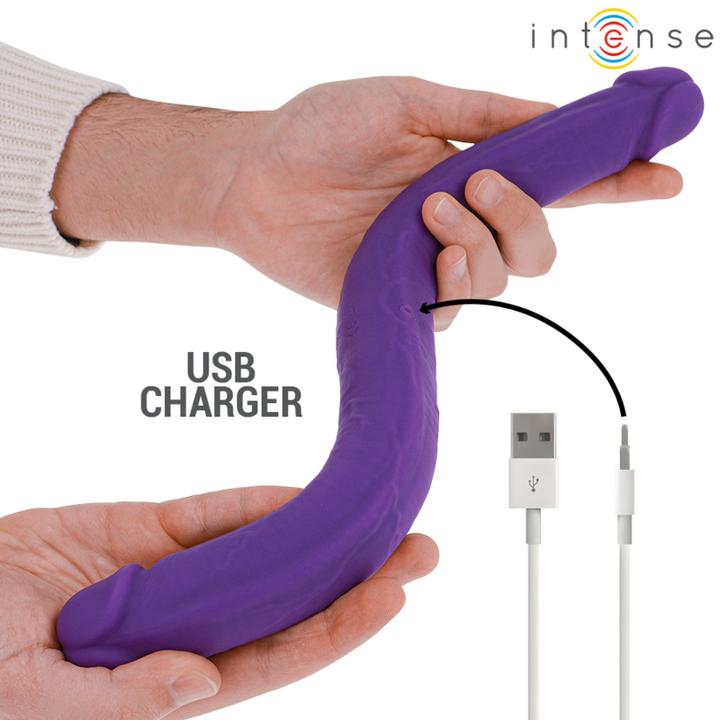Actual product image Intense Gunter Dildo Doppelvibrator 40 cm Lila Fernbedienung