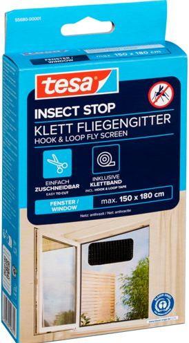 Produktbild tesa Insektenschutz STANDARD für Fenster, mit Klettband, ohne Bohren (150 x 180 cm)