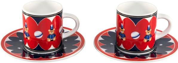 Bialetti Kaffeetasse 2 Stück, Rot/Blau, Materialtyp: Keramik (80 ml, 2 x)