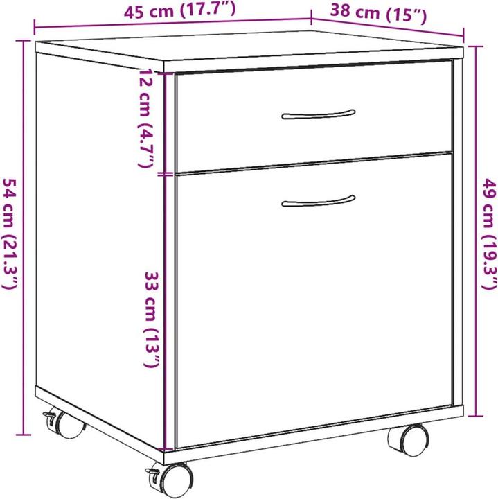 Produktbild vidaXL Rollschrank (45 x 38 x 54 cm)