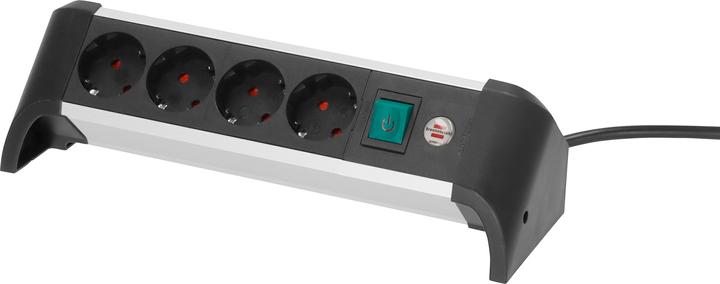 Actual product image Brennenstuhl 1391040400 Multiple socket outlet with switch silver-black protective contact 1 pc. (4 x, CEE 7/3, 1.80 m)