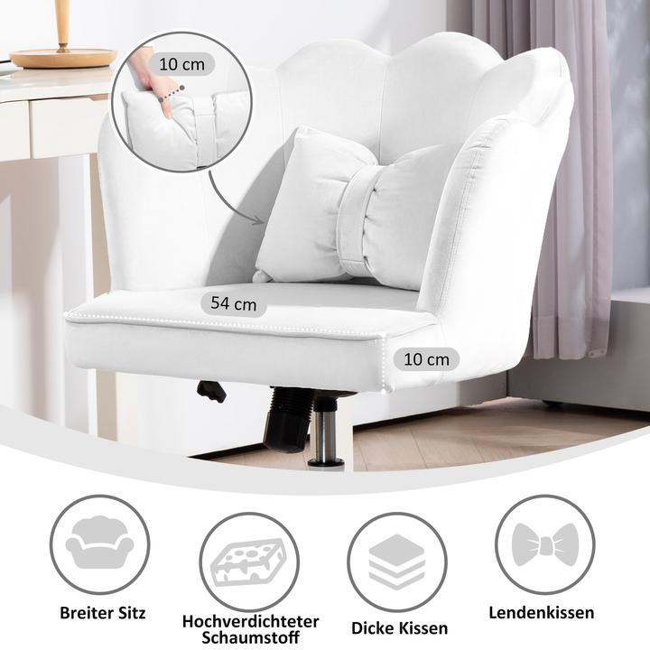 Produktbild Homcom Bürostuhl Polyester, Schaumstoff Weiss