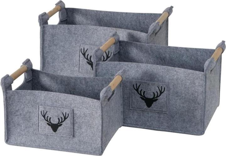 Produktbild Boltze Home Boltze Aufbewahrungskorb Karly 3er Set, Grau, Materialtyp: Textil (3 x, 35 x 25 x 27 cm)
