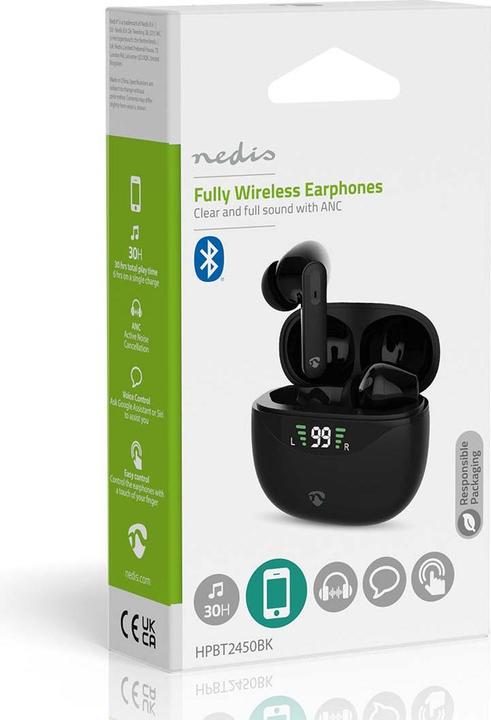 Produktbild Nedis Vollständig drahtlose Kopfhörer - ANC (Active noice Cancelling) - Bluetooth - max. Batteriespi (ANC, 30 h, Kabellos)