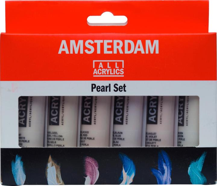 Image du produit Talens Amsterdam Starter Set 17820506 Pearl shades 6x20ml (Vert perle, Jaune perle, Blanc nacré, Rouge perle, Violet perle, Pearl Blue, 120 ml)