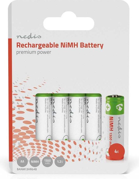 Image du produit Nedis Batterie AA Ni-MH 1,2 V 1300 mAh 4 pièces (4 pcs, AA, 1300 mAh)