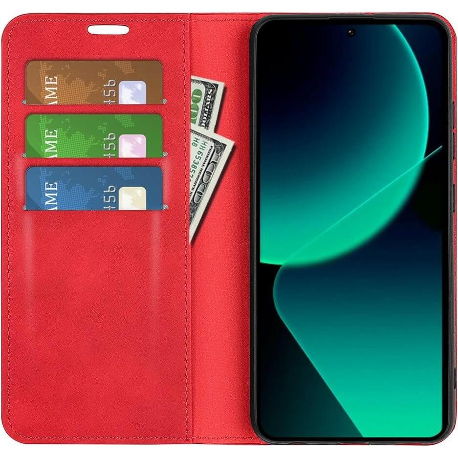 Thumbnail - Cover-Discount Xiaomi 13T / 13T Pro - Stand Flip Case Hülle rot (Xiaomi 13T), Smartphone Hülle, Rot