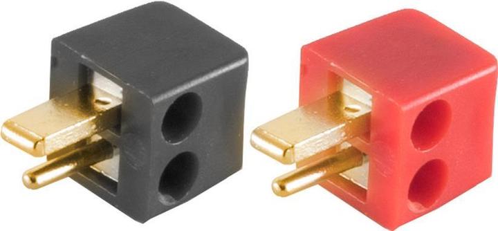 Shiverpeaks ®-BASIC-S--Loudspeaker right-angle plug mini, screw type, gold-plated red black