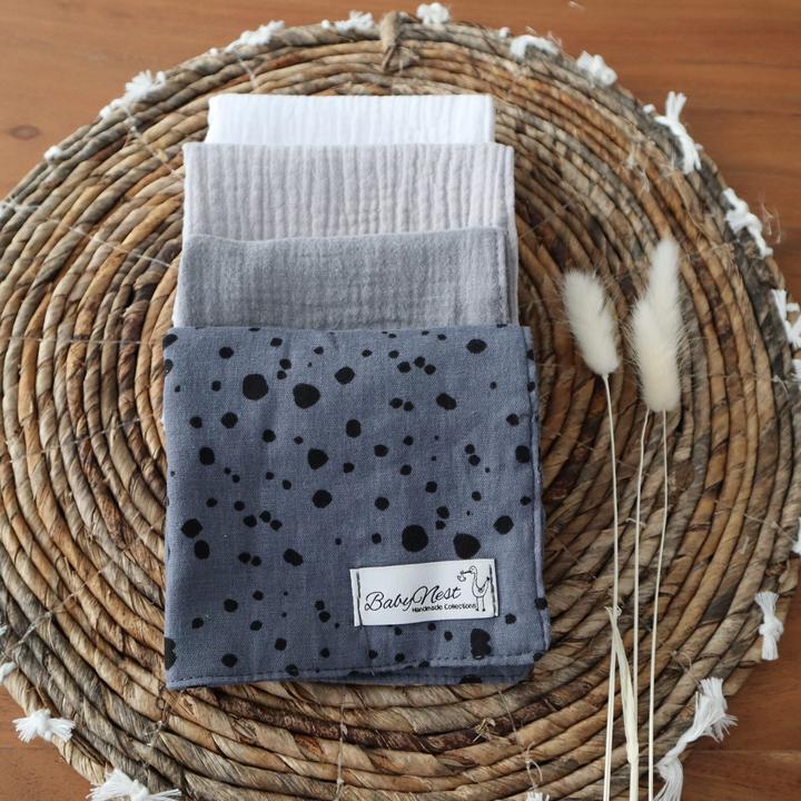 Baby-Nest Mulltücher 4er Set aus Premium Musselin Stones