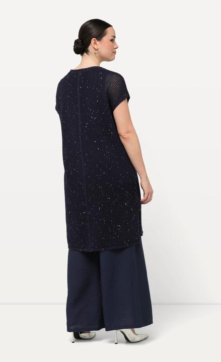 Produktbild Ulla Popken Long-Pullover, Struktur, Pailletten, Rundhals, Halbarm (50, 52)