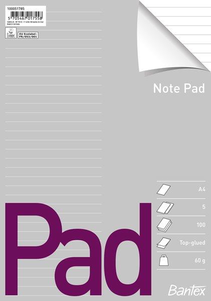 Actual product image Bantex Standard pad A4 white lined top glued 60g u/holes - (5 pcs.) (A4, Lined)