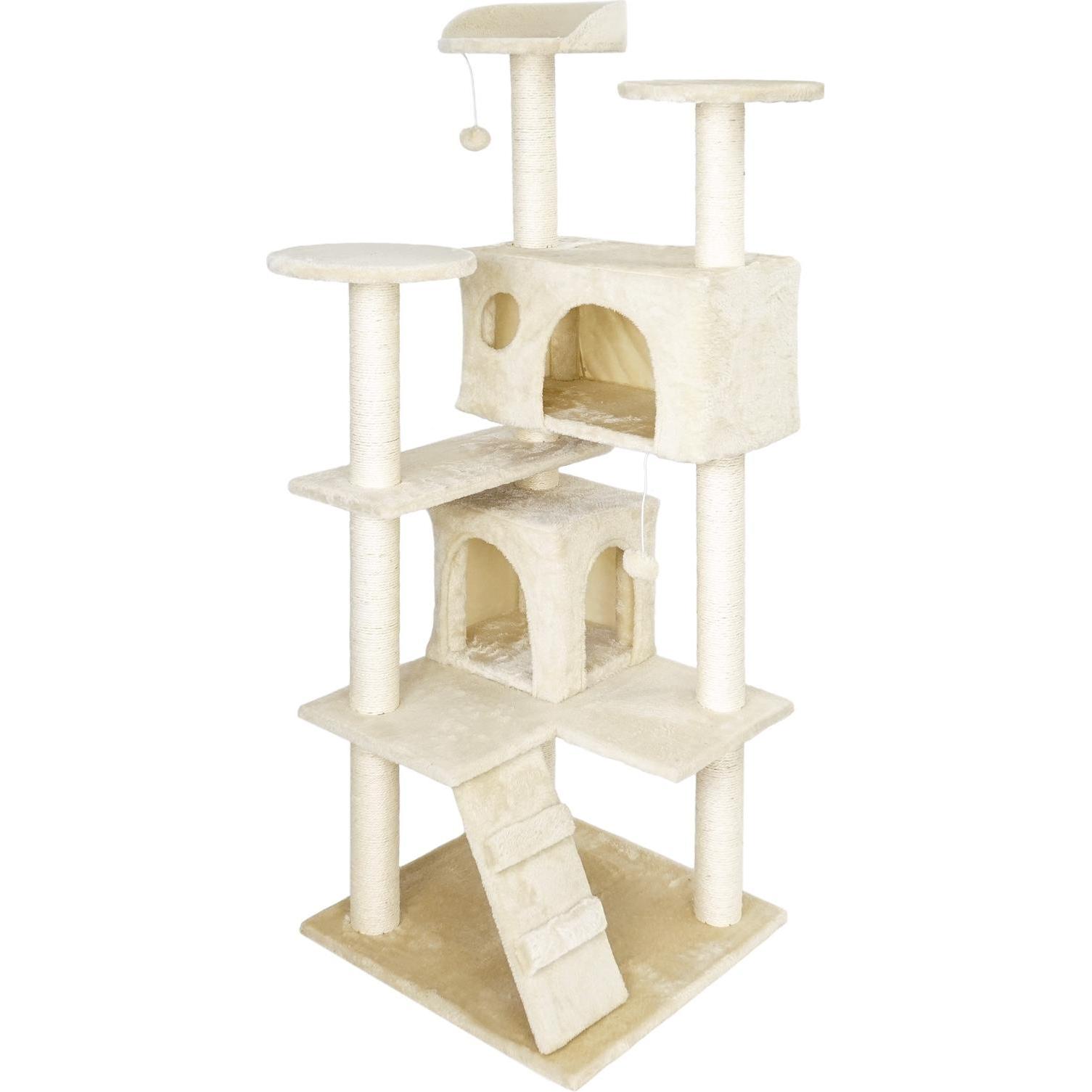 Wiltec Kratzbaum Beige 130cm Katzenkratzbaum Katzenbaum Kletterbaum Katze (130 cm, Beige), Katzenbaum