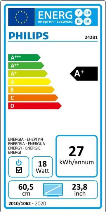 Energie-Label Philips 242B1H/00 (1920 x 1080 Pixel, 23.80")