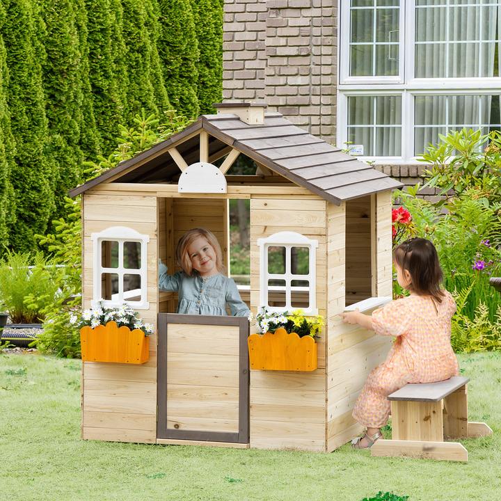 Image du produit Outsunny Maison de jeux pour enfants avec support pour pots de fleurs
