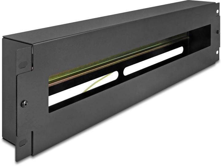 Delock 48.26cm 19zoll Schutzschalterleiste mit Abdeckung und Hutschiene 3 HE Metall schwarz