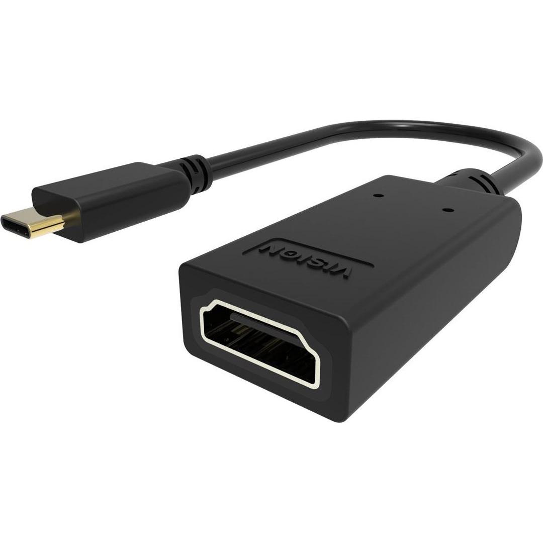 Vision USB-C-zu-HDMI-Adapter - wird in USB-C eingesteckt und hat eine HDMI-Buchse in voller Grösse - (HDMI), Adattatore dati + video, Nero